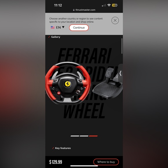 Thrustmaster Ferrari 458 Spider Racing Steering Wheel Pedals Xbox One - Picture 5 of 5